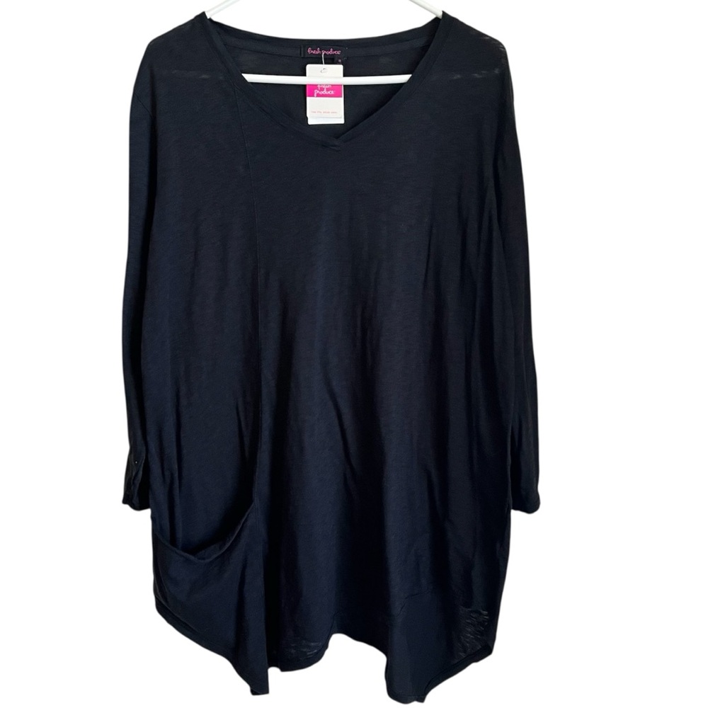 Fresh Produce NWT Black Athella Ella Tunic Made in USA 100% Cotton Size XL
